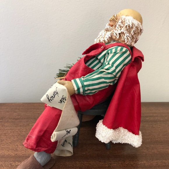 Vintage Fabric Mache Sleeping Santa by Midwest Importers of Cannon Falls - Picture 2 of 9